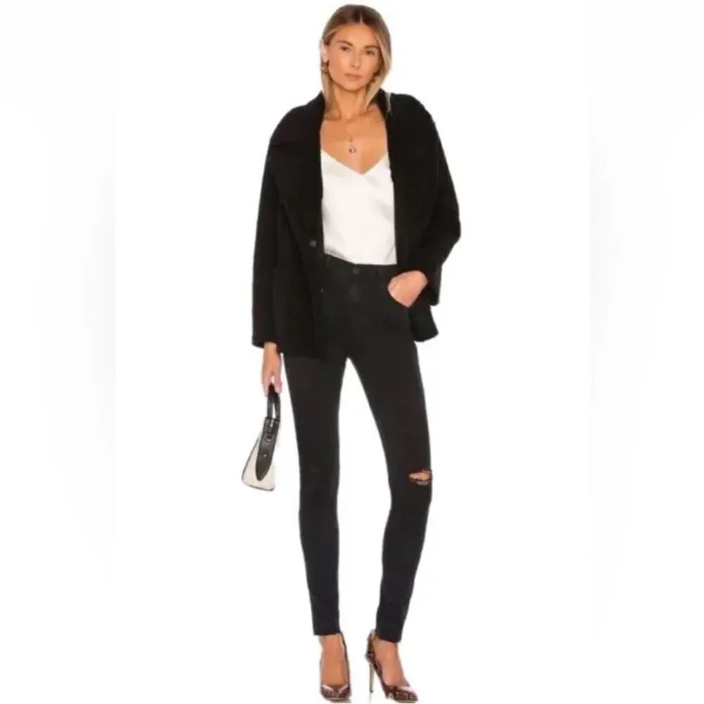 New AG Y2K THE FARRAH SKINNY high-rise skinny distressed washed black Size 27
